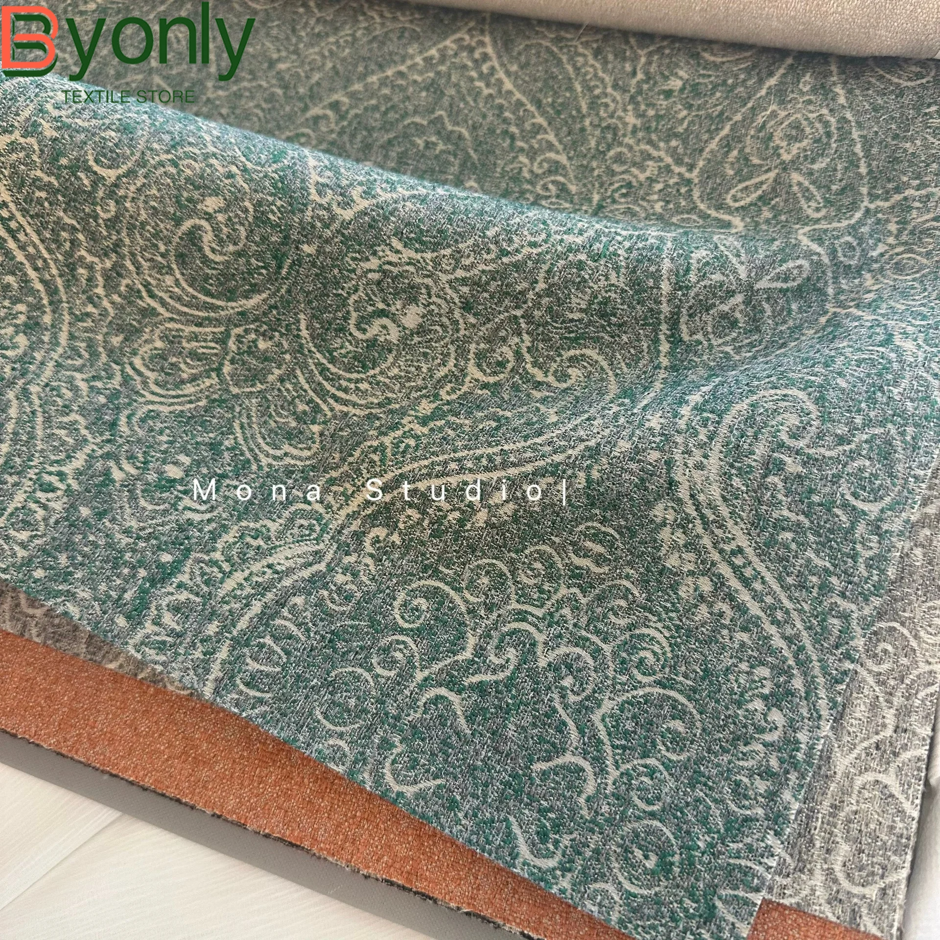 Vintage Green Dark Pattern Paisley Jacquard Curtains for Living Room Bedroom Partition Door Curtains Customized Finished