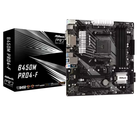 ASRock B450M Pro4-F Micro ATX Motherboard AMD B450 Socket AM4 DDR4 SATA3 HDMI DVI-D VGA Audio NEW for Ryzen 2000/3000/4000