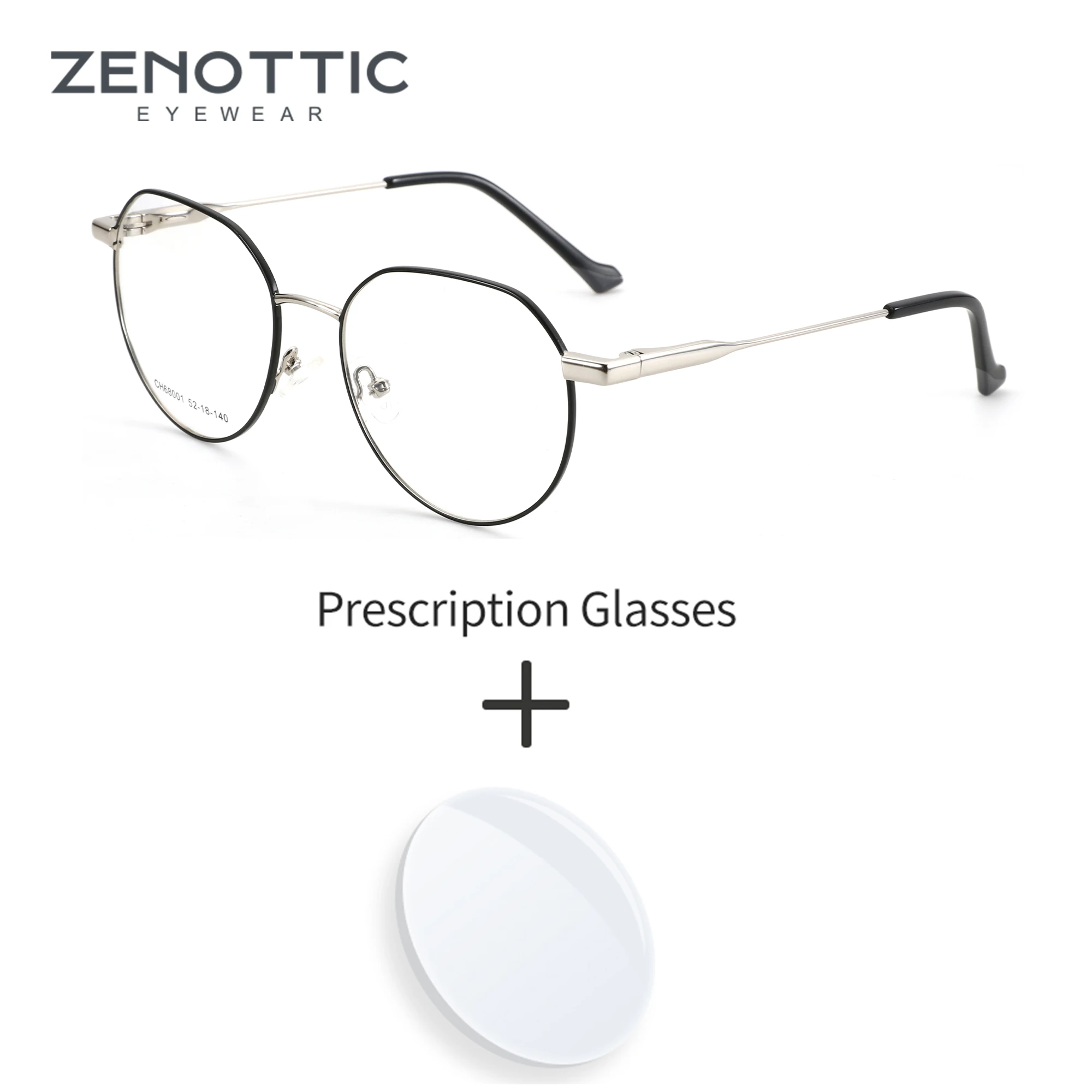 

ZENOTTIC Metal Prescription Eyeglasses Women Round Optical Glasses Myopia Hyperopia Progressive Anti-Blu-ray