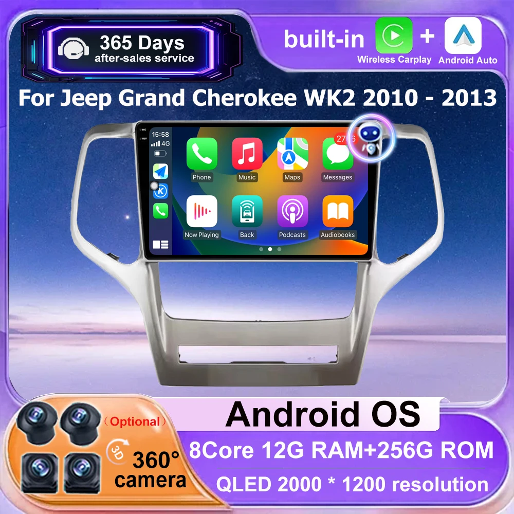 

Wireless Carplay For Jeep Grand Cherokee WK2 2010 - 2013 Android Auto Car Radio Multimedia Video Player GPS Navigation Stereo BT