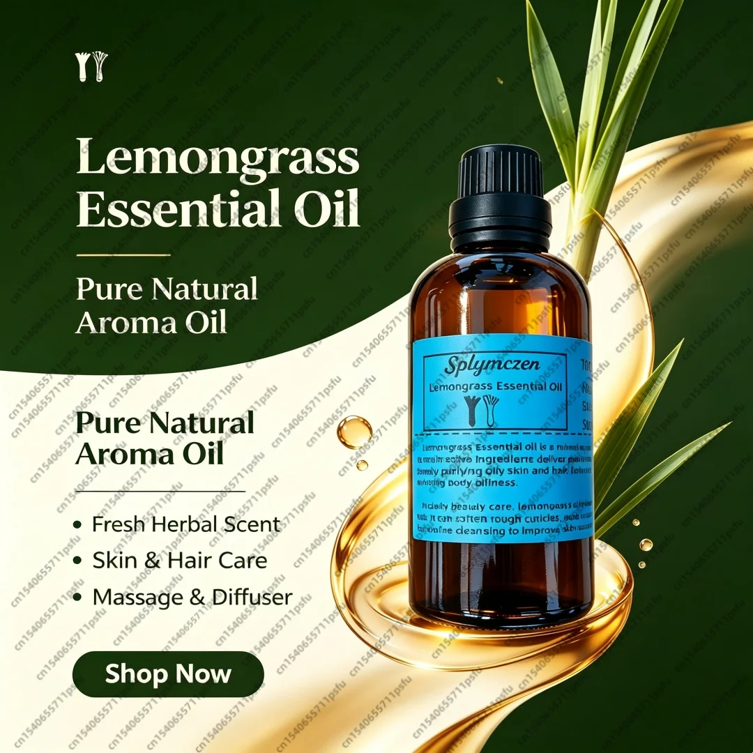 Pure Lemongrass Spice Scent Oil Natural Essential Oil For Reed Diffuser Rattan Home Fragrance Decor Household Deodorant Oil