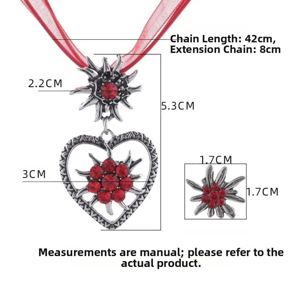 زهرة سوداء تذكارية سوداء إديلويس جوفاء النقش حبل سلسلة القلب قلادة الأورجانزا الشريط قلادة أنيقة #6