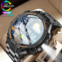 Smartwatch Military Men 360*360 HD Screen Flashlight Health Monitoring Waterproof Heart Rate BT Call Smart Watch For Android IOS