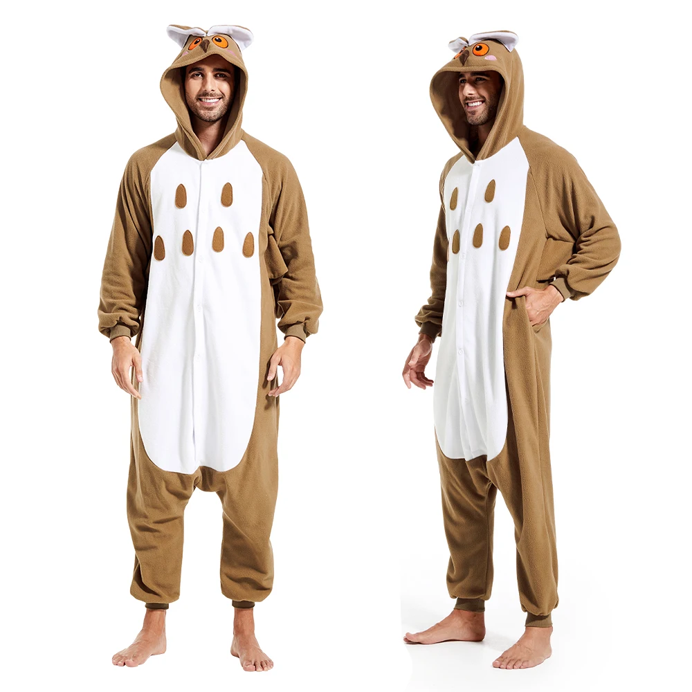 Animal One-piece Pajamas for Adults Men Winter Soft Warm Hooded Onesie Homewear Halloween Parties Cosplay Costumes Sleepwear