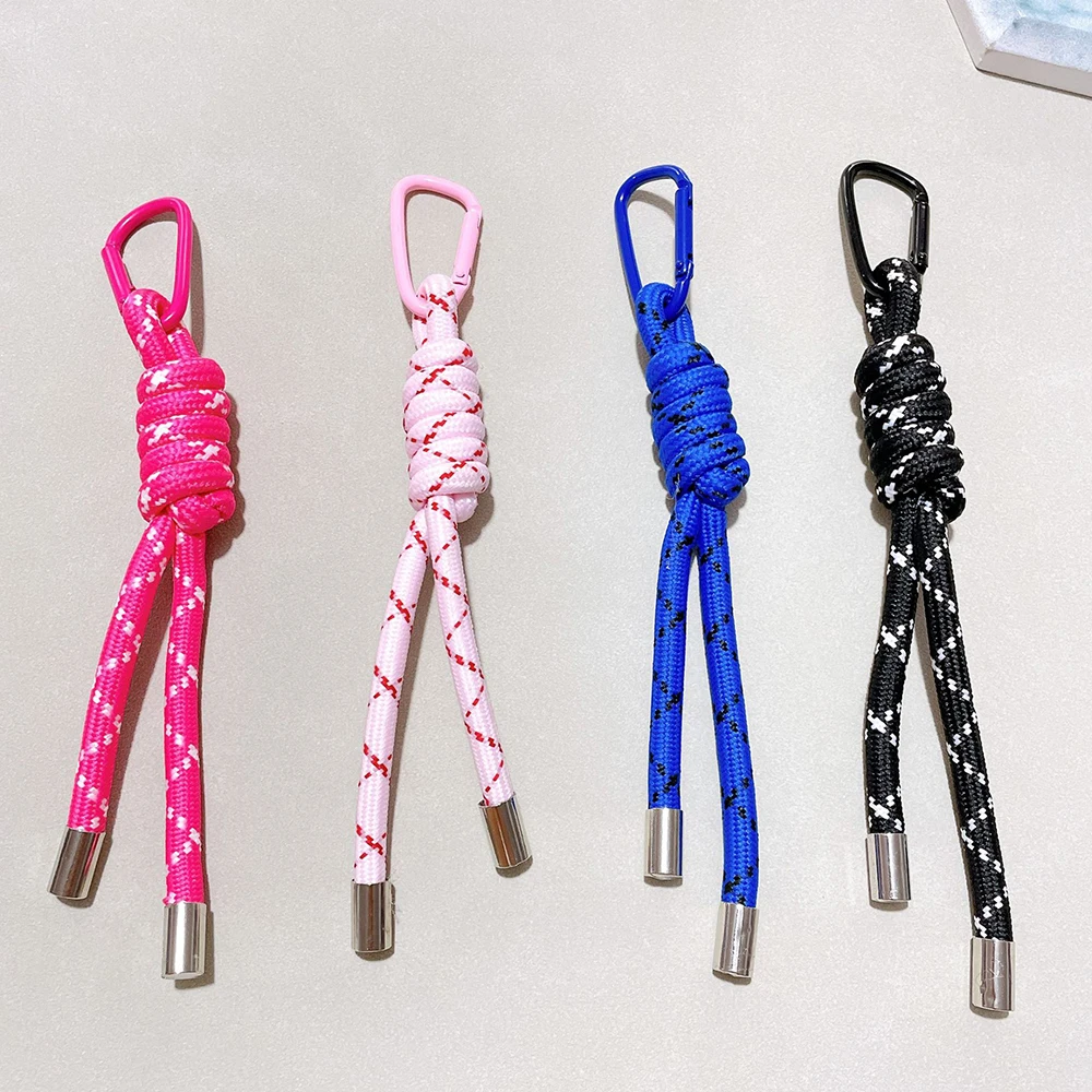 Colorful Woven Rope Anti-lost Keyring Bag Pendant DIY Knot Keychain Bag Hanging Detachable Trinket Mobile Phone Straps Y2k