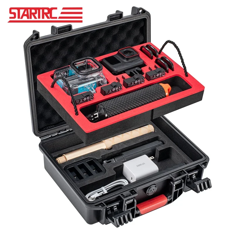 STARTRC 2-lagiger tragbarer Aufbewahrungskoffer, harte, wasserdichte Tragetasche für Insta360 Ace Pro/Ace Kamera, Reisekoffer, Zubehör