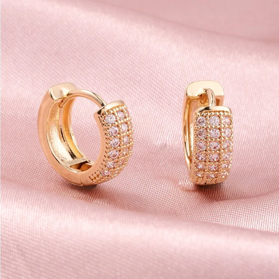 

Huitan Hollow Gold Color Hoop Earrings for Women Paved Dazzling CZ Stone Luxury Trendy Female Circle Earrings Statement Jewelry