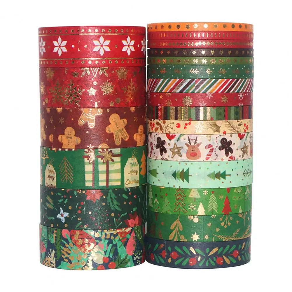 Fita impermeável Washi, Fita de Natal Washi, Padrão Claro, Forma Única, Decoração DIY, Manual, Feriado