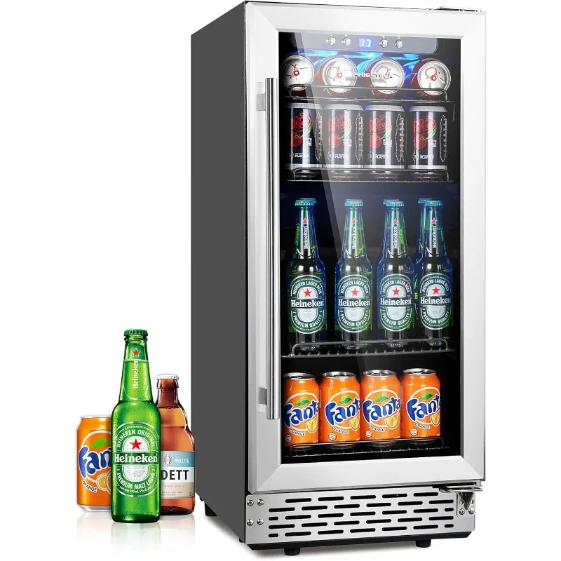 

Beverage Refrigerator,Small Wine Fridge Built-in or Freestanding with Auto Defrost,Glass Door & Removable Shelves for Drink