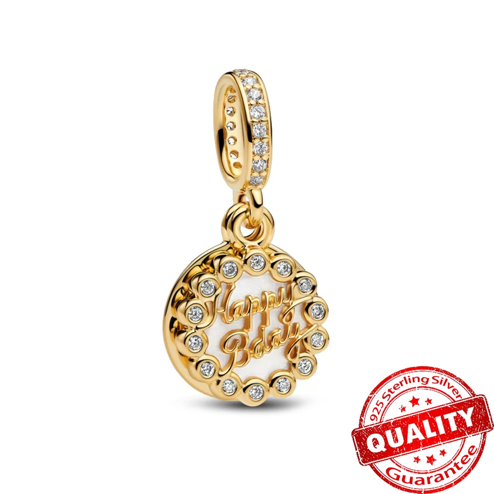 Breloque élégante et gracieuse en argent Sterling 925 plaqué or, soleil et lune, cœur, adaptée au Bracelet Original, cadeau exquis pour femmes