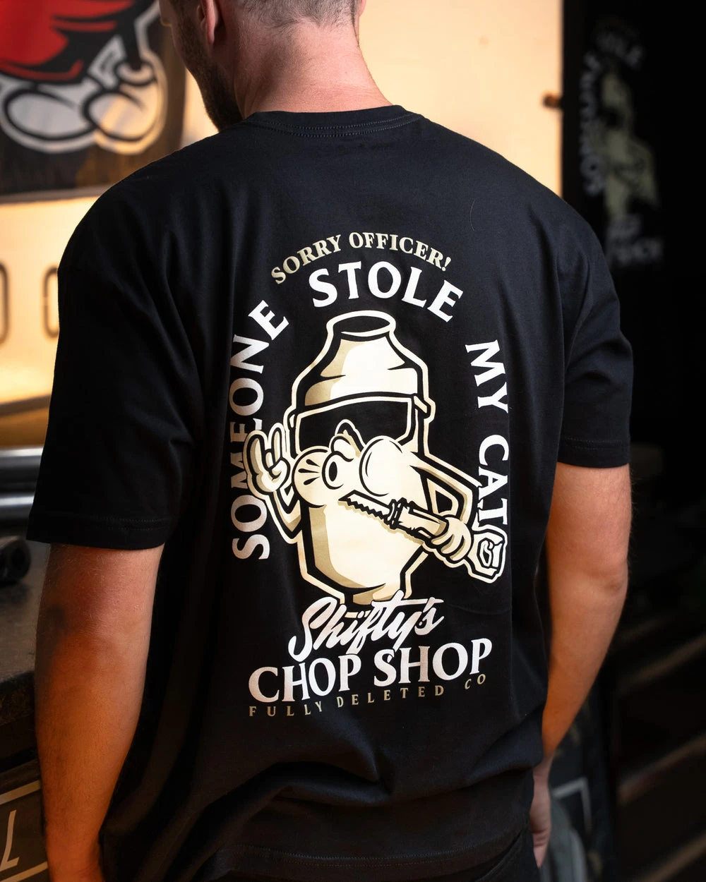 New SHIFTY'S CHOP SHOP _ PREMIUM T-SHIRT Graphic Printing High-end Luxury Unisex Style Both of Men and Women