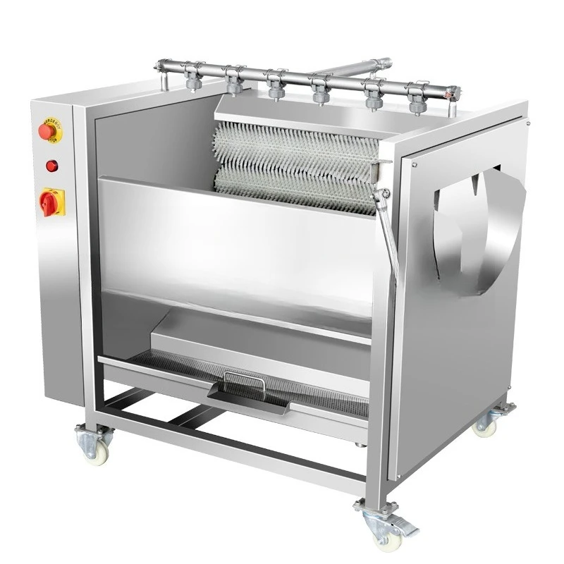 

Automatic hair roller cleaning brush type potato taro peeling machine, lotus root cleaning equipment, peanut mud removal machine