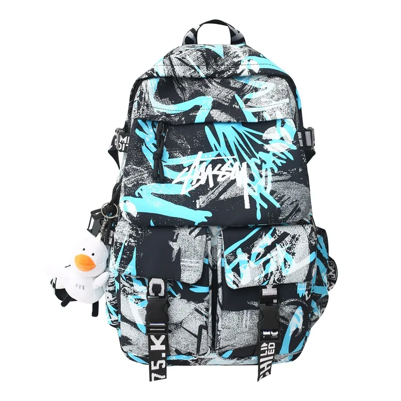 

High School Students College Style Backpack New Duck Pendant School Bag for Girls Boys Grades 1-6 Back To Schoolbags Mochila