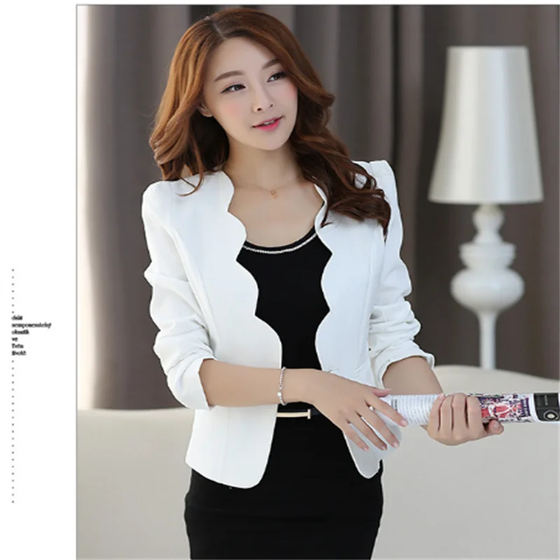 Ladies Blazers and Coats Office Wear Work Long Sleeve Black White Small Suit Bodycon Short Blazer Jackets Women Coat Female