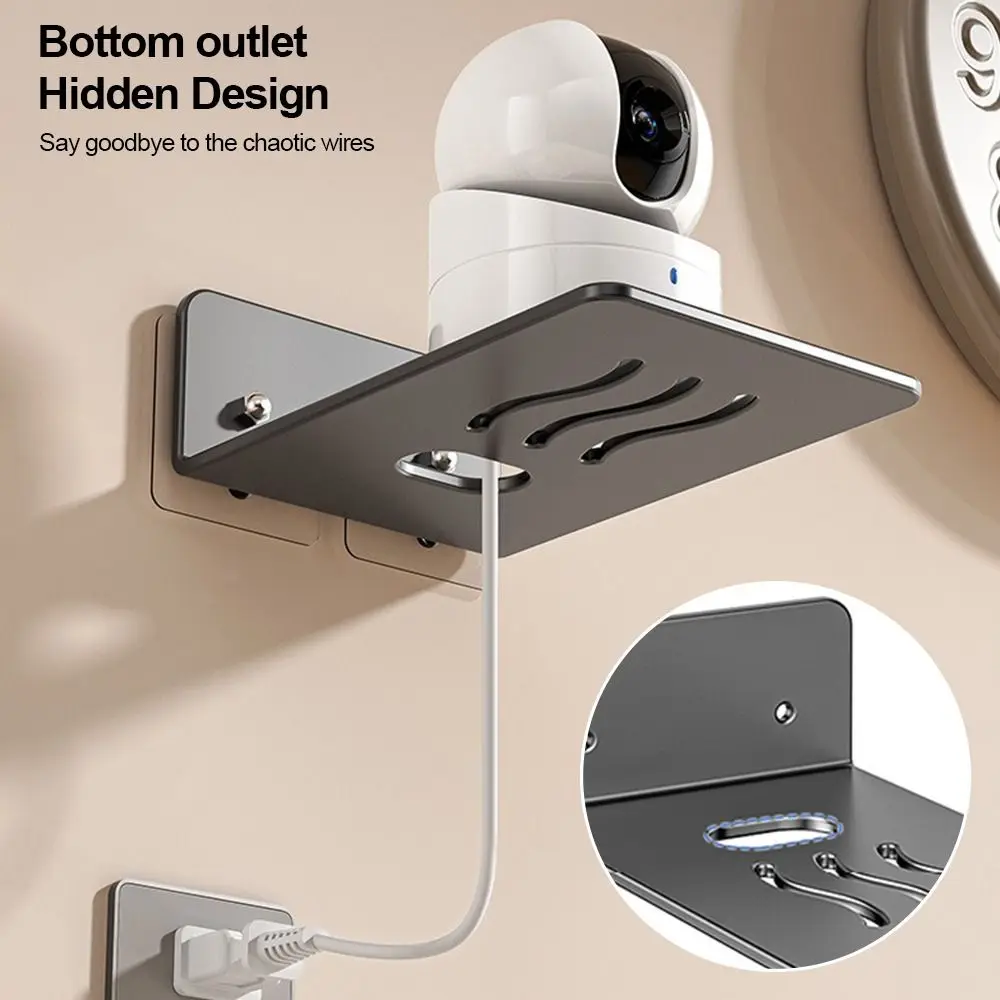 Metal Router Storage Rack Wall Mounted Space-saving Camera Supporting Holder Non-Drilling Design CCTV Monitoring Bracket