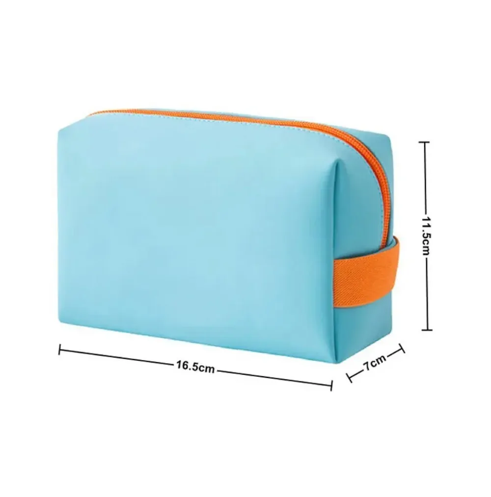 Bolsa de Maquiagem Portátil em Couro PU Estilo Ins, Estojo Cosmético Impermeável, Leve e Multifuncional, Organizador de Produtos de Higiene