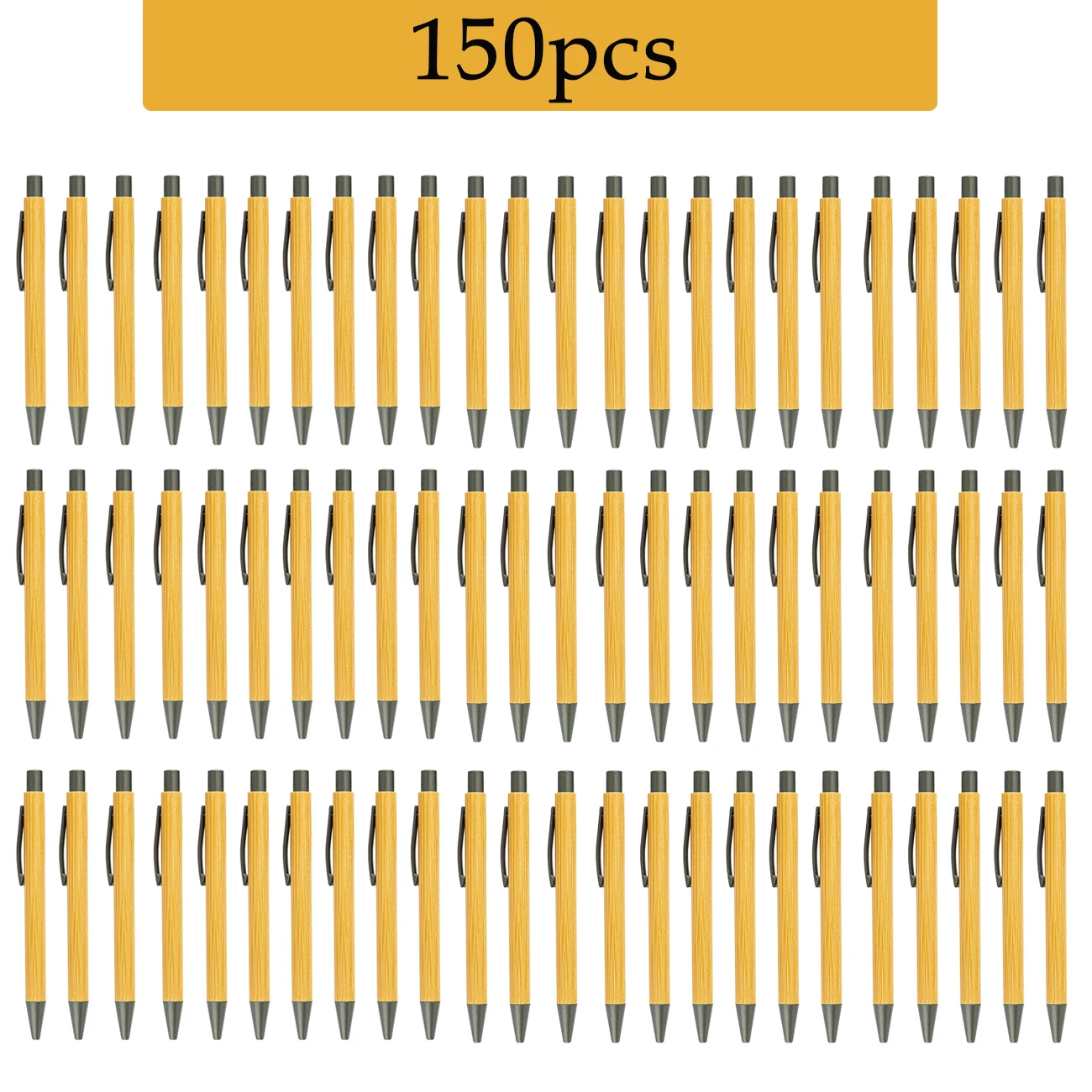 대나무 나무 볼펜, 총알 팁 블루 블랙 잉크 서명 볼펜, 사무실 학교 필기 문구, 1.0mm, 150 개/로트