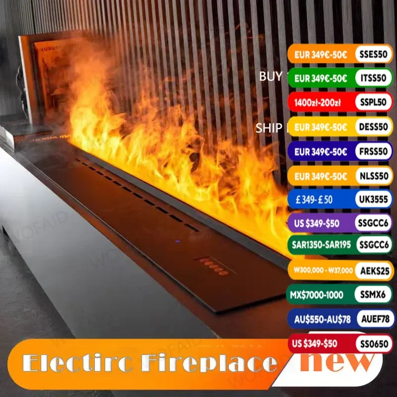 

Smart Electric Mist Fireplace No Heat, Safe & Energy-Saving 128 Color LED Flame, Touch Control Perfect for Bedroom/Living Room