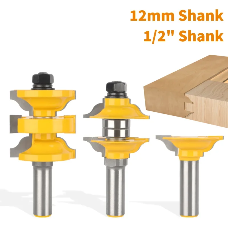 

3 шт., 12 мм, 12,7 мм, хвостовик для входной двери, набор фрез с шипом, карбид вольфрама, деревообрабатывающий фрезерный инструмент для деревянной панели