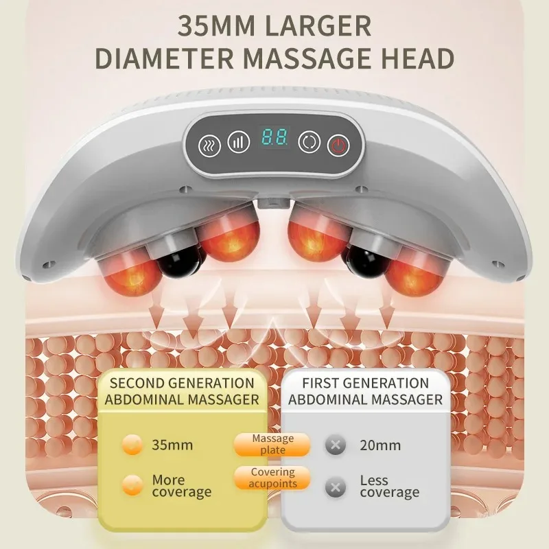 Electric Abdominal Massager Fully Automatic Neck Back Waist Massage Bian Stone Tummy Kneading Instrument Wireless Protable Gift