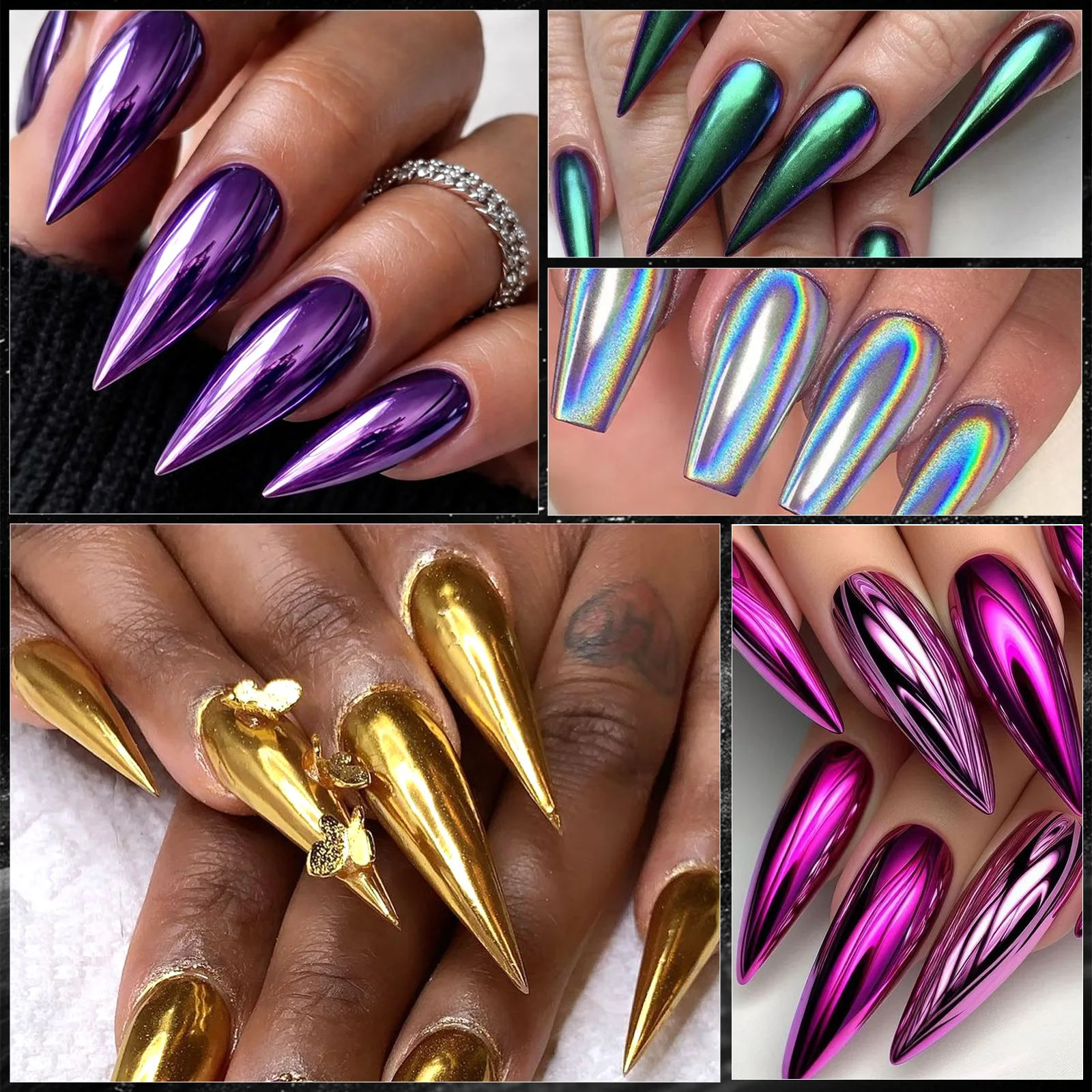 24 Color Nail Moonlight Magic Mirror Powder Opal High Brightness Mirror Laser Powder Glitter Pigment Mirror Powde Manicure Decor