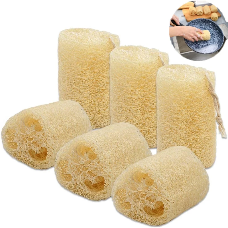 1/3 szt. Organiczne gąbki lufa do spa, złuszczająca szczotka do ciała, naturalna gąbka Luffa do mycia ciała, usuwająca martwy naskórek, do mycia mydeł i naczyń