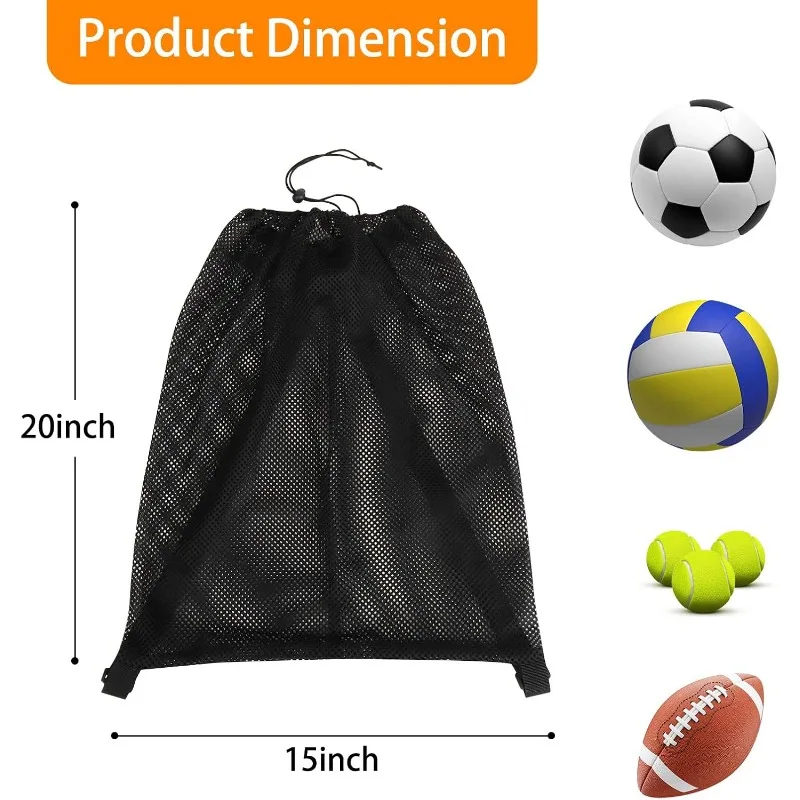 Hot Sale 1/2Pcs Portable Basketball Mesh Bags, Drawstring Net Bags, Football & Table Tennis, Black