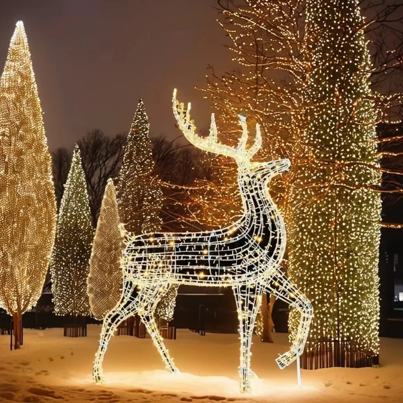 Outdoor 3D large Christmas Deer Holiday Landscape   Motif   Reindeer Lights for Decorations