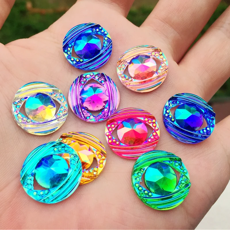 10pcs shiny round resin rhinestone Flat back crystal Cabochon Art Supply Decoration Charm Craft DIY button 18mm -E840