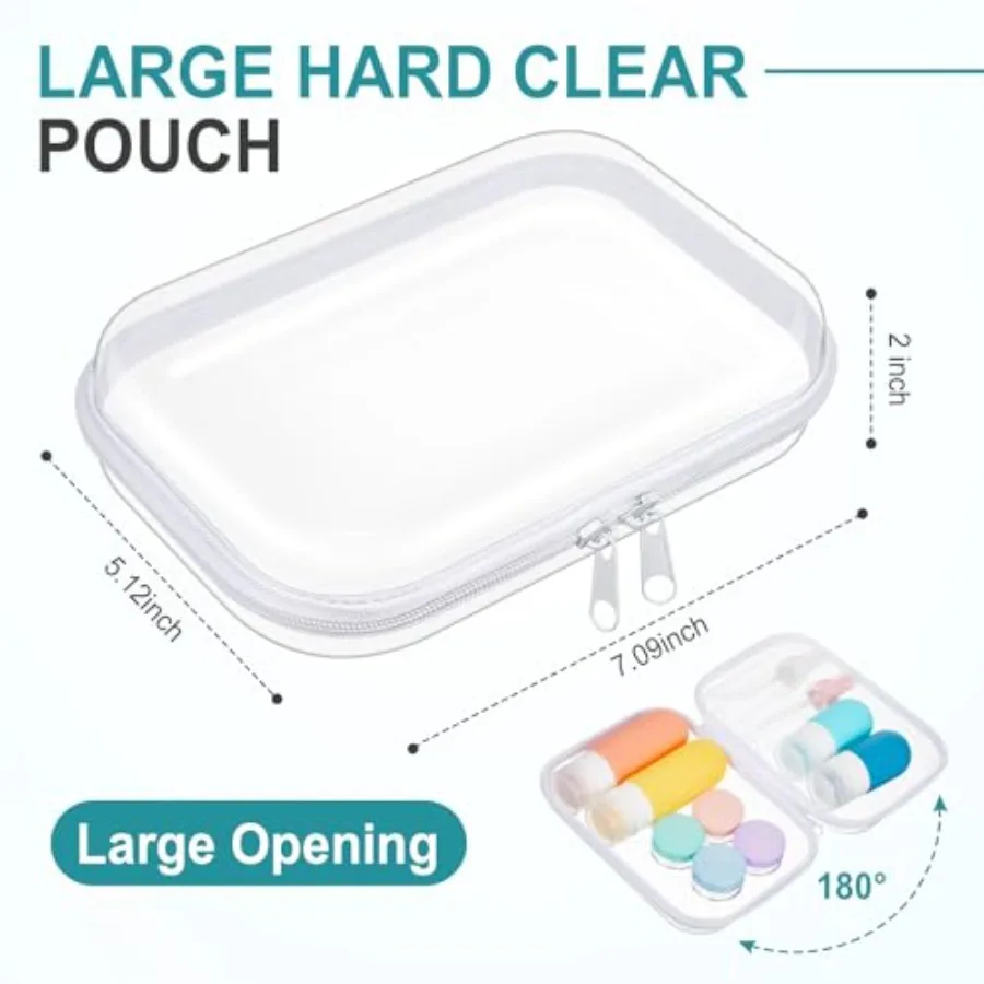 6 Pcs Clear Hard Zipper Case Plastic Zipper Pouches Transparent Makeup Bag Pencil Case Pouches Toiletry Diaper Bag for Travel T