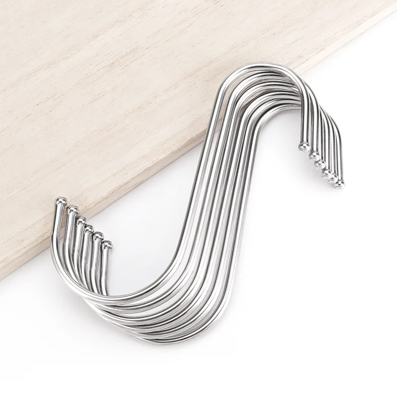 Stainless Steel S Hooks with Sharp Tip Utensil Meat Clothes Hanger Hanging Hooks for Butcher Shop Kitchen Baking Tools