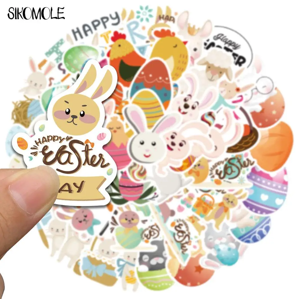 10/50/100PCS Cartoon Easter Stickers Egg Rabbit DIY Kids Toys Laptop Phone Notebook Suitcase Festival Graffiti Decals Sticker