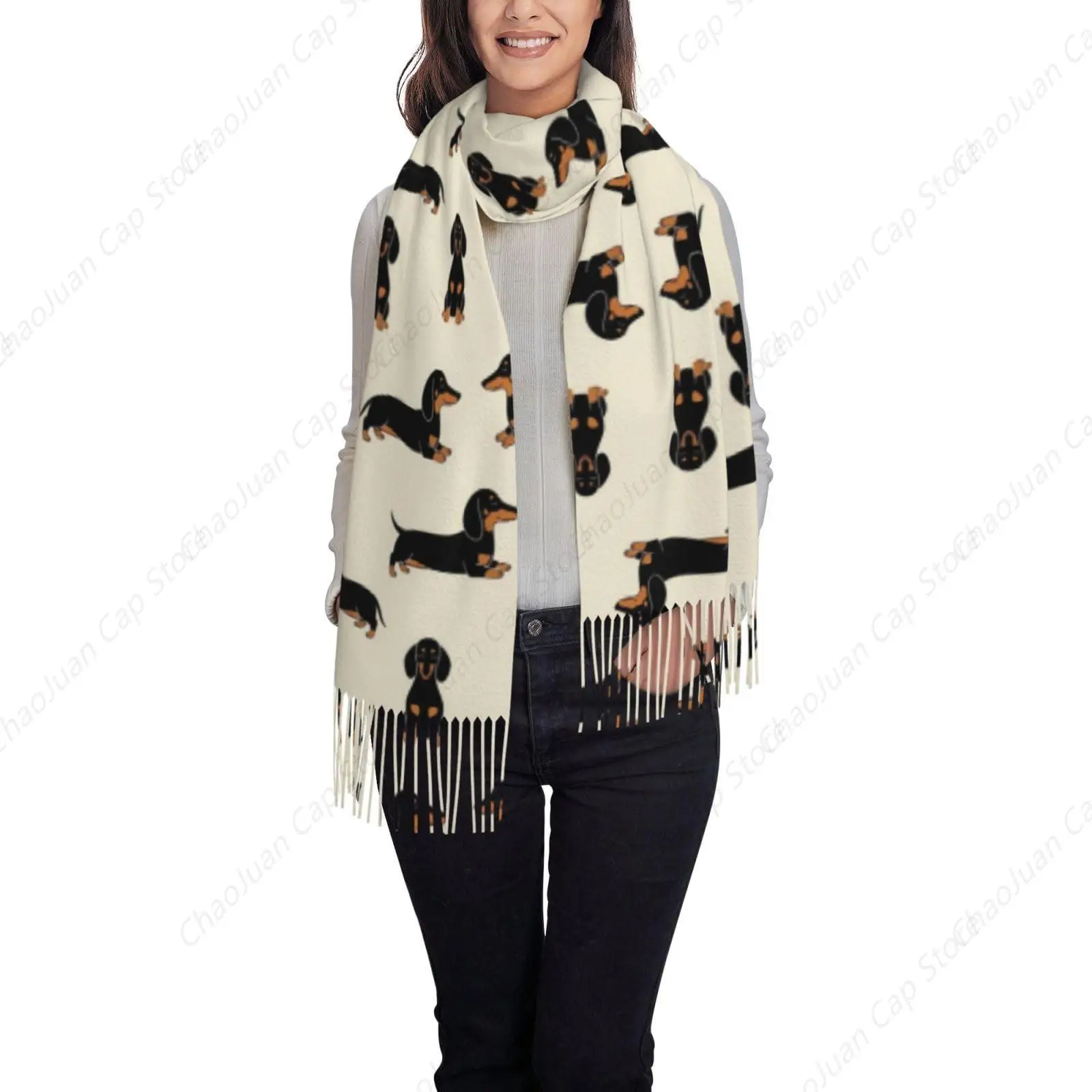 وشاح كارتون دشهند وينر للكلاب الأليفة وشاح شتوي دافئ وشاح كبير الحجم للنساء والفتيات، وشاح كشمير خفيف الوزن