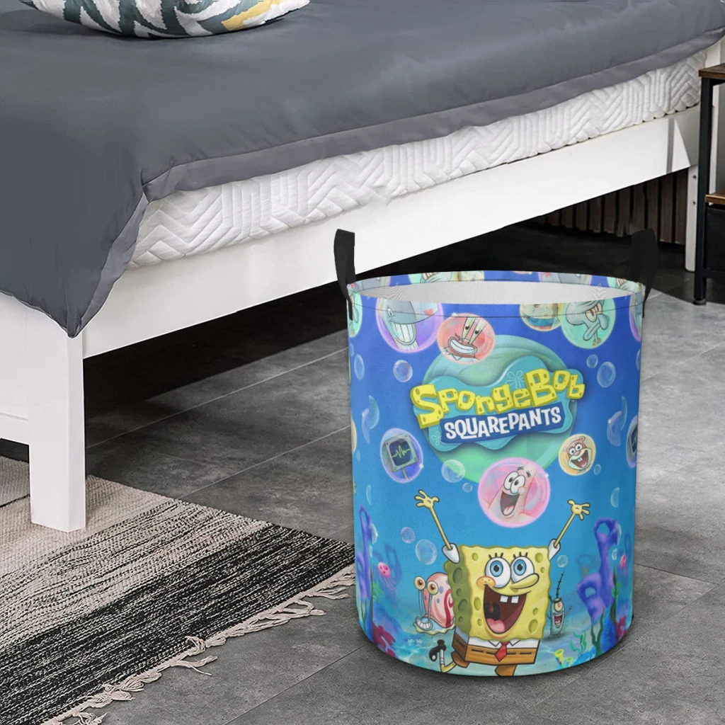 Cesta de ropa sucia, organizador de ropa, Cubo de almacenamiento plegable, baño, impermeable, bob Esponja, dibujos animados