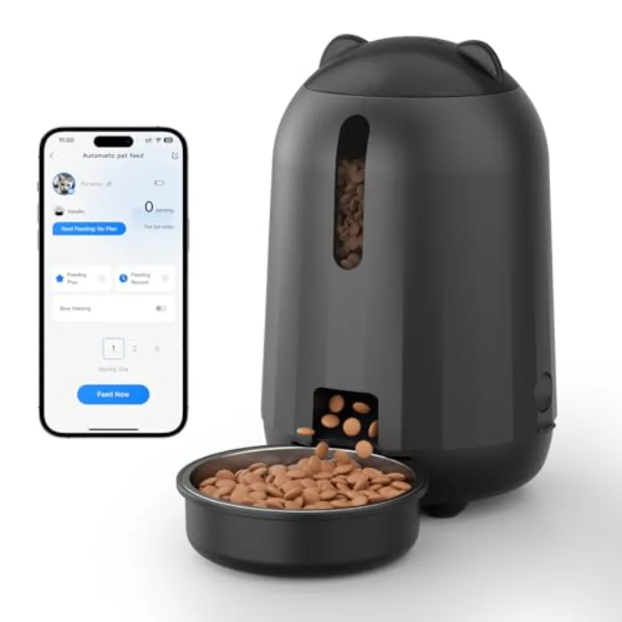 

【Spot goods】Automatic Cat Feeder App-Controlled WiFi Auto Food Dispenser with Dual Power Backup Slow Feeding Mode 3L Easy-Clean