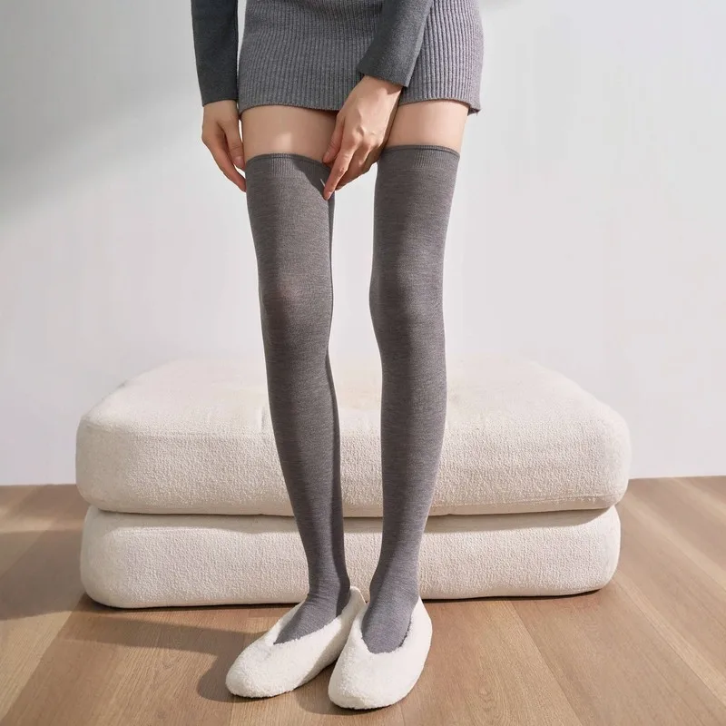 Women's Lyocell Silk Cashmere Over‑the‑Knee Socks, Fall Winter New Mild‑Compression Slim High‑Stretch Super Soft Thigh High Sock