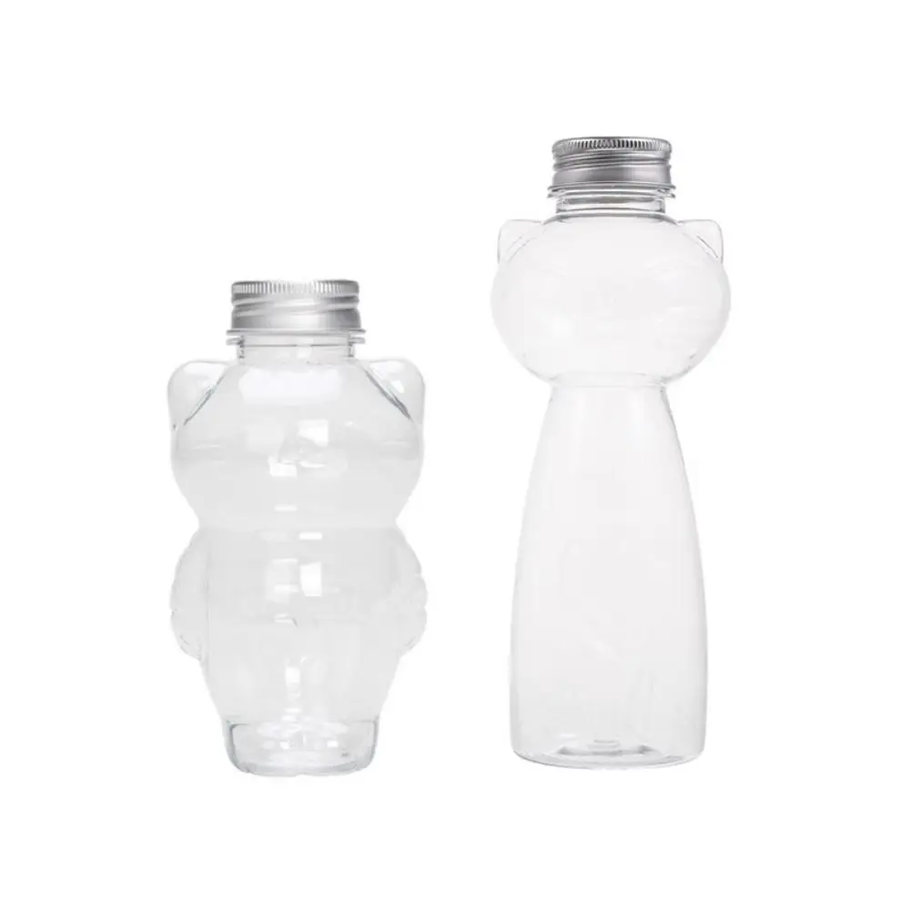 Transparent Cat Water Bottles Cute Cat Shape Adorable Cat Shaped Drinking Cup Plastic Portable Juicing Bottle Christmas Party