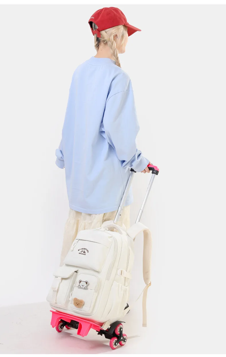 2026 Children Wheeled Backpack Students Schoolbag Rolling Backpacks Bag Kids School Trolley Bookbag Girls School Bag with Wheels