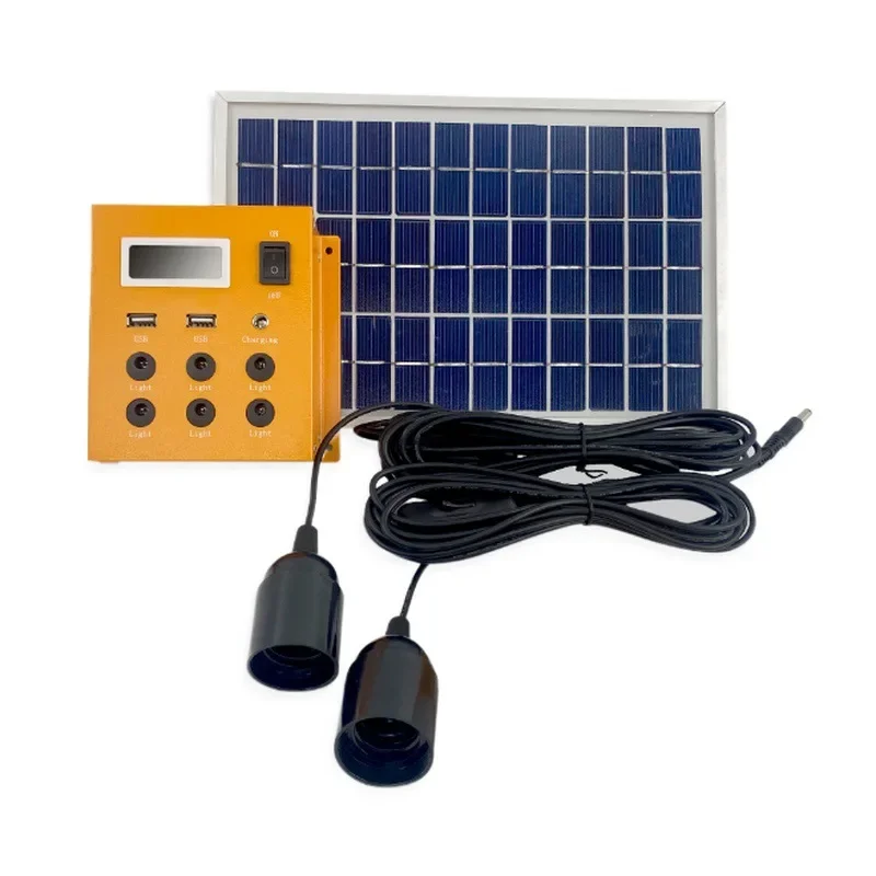 Household small mini lighting system with screen display small iron box wall mounted solar generator