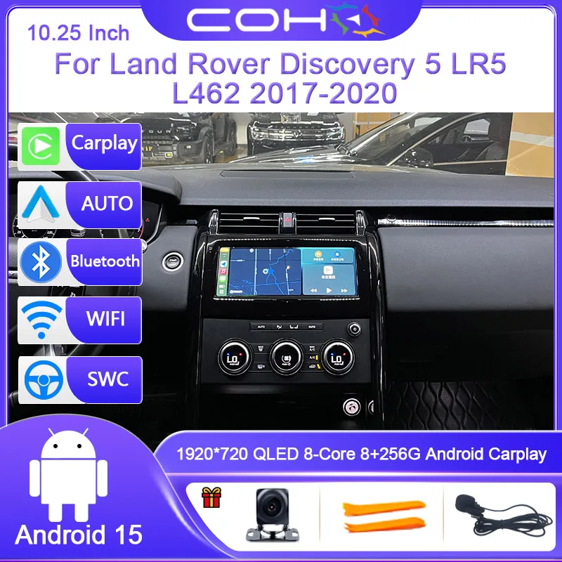 

10.25 Inch For Land Rover Discovery 5 LR5 L462 2017-2020 Dual System Car Stereo Multimidia Car Radio Android 15 GPS 4G Carplay