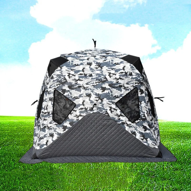 

Outdoor Ice Fishing Shelter Tent Thickened Warm Cotton Camping Tent Easy Set-up Winter Winterized Tent Fishing House Ice Shelter