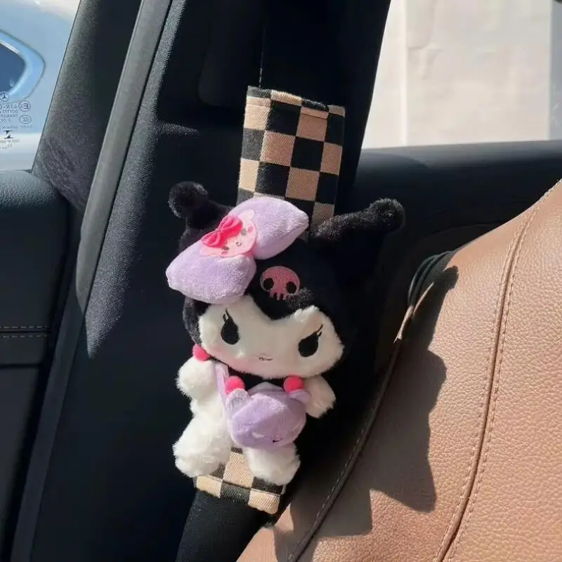 

Sanrio Kuromi Car Seat Belt Shoulder Pad Neck Protection Car Interior Accessory Cartoon Plush Safety Belt Protective Cover Gift