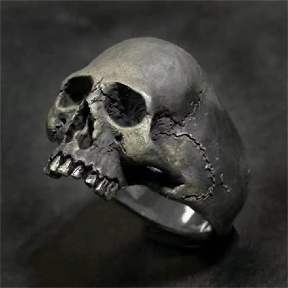 New Domineering Men\'s Vintage Skull Ring Men Hip Hop Rock Gothic Punk Jewelry Ring Men Party Creative Street Niche Trend Gift