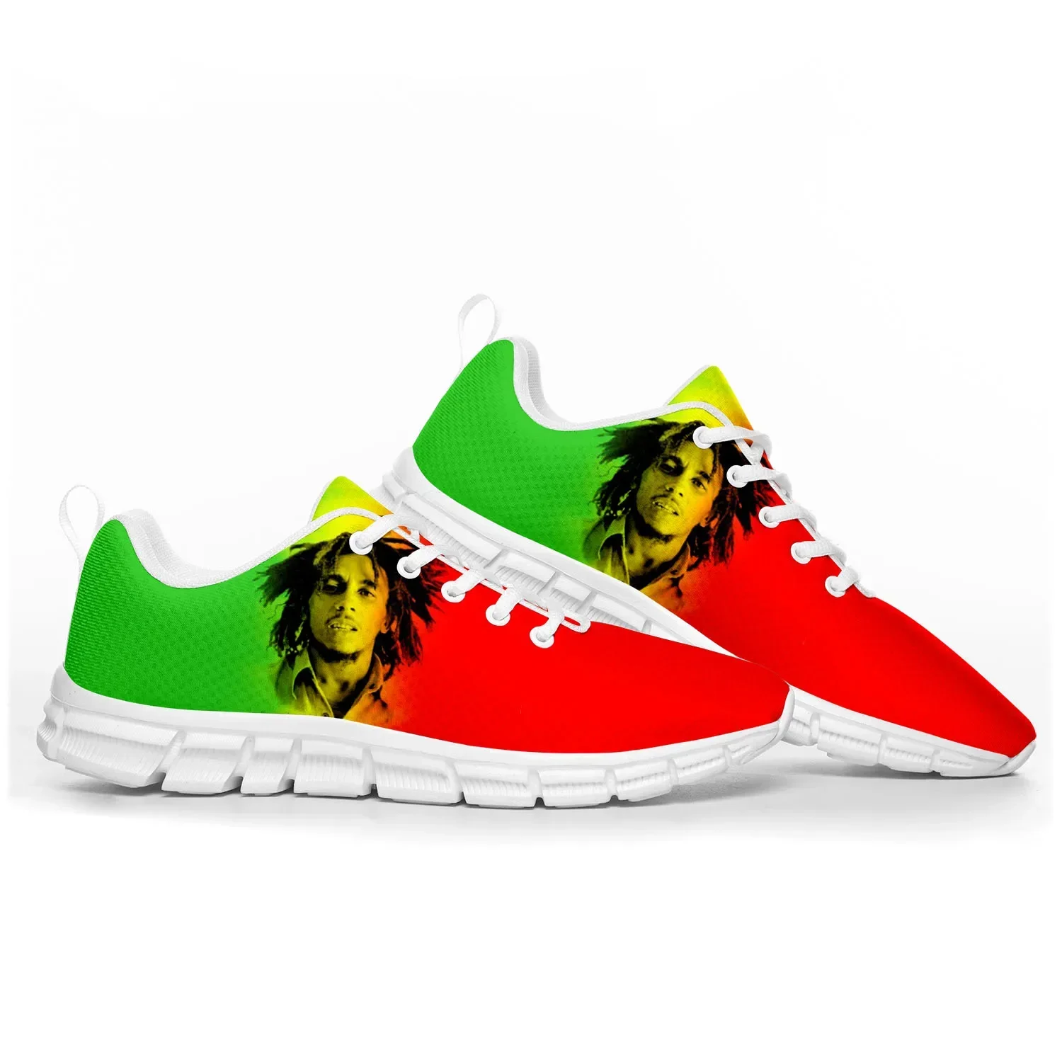 

Bob Marley Portrait Custom Casual Shoes, Retro Rasta Style Design, Fashion Sneakers for Men and Women