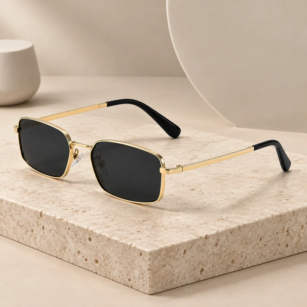 Luxe Fashion Delicate Sun Glasses Women Men at Beach Festival Small Square Sunglasses Slim Metal Frame Sunglass UV400
