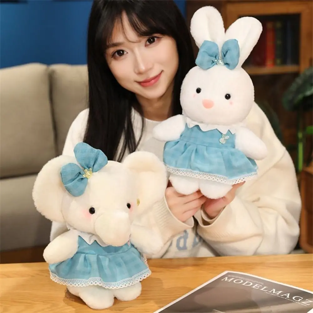 

Cute Animal Wearing Bow Lace Dress Cartoon Rabbit Pretty Soft Elegant Soft Fluffy Sweet Cute Elephant Children's