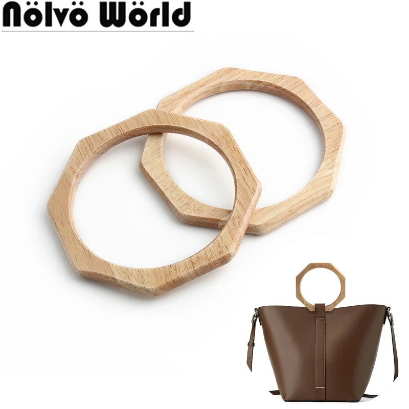 4-20-50PCS 9.4cm Natural Hexagon Wooden Purse Handle For Replacement Bags Handbag DIY Handmade Macrame Clasp Frame Accessories