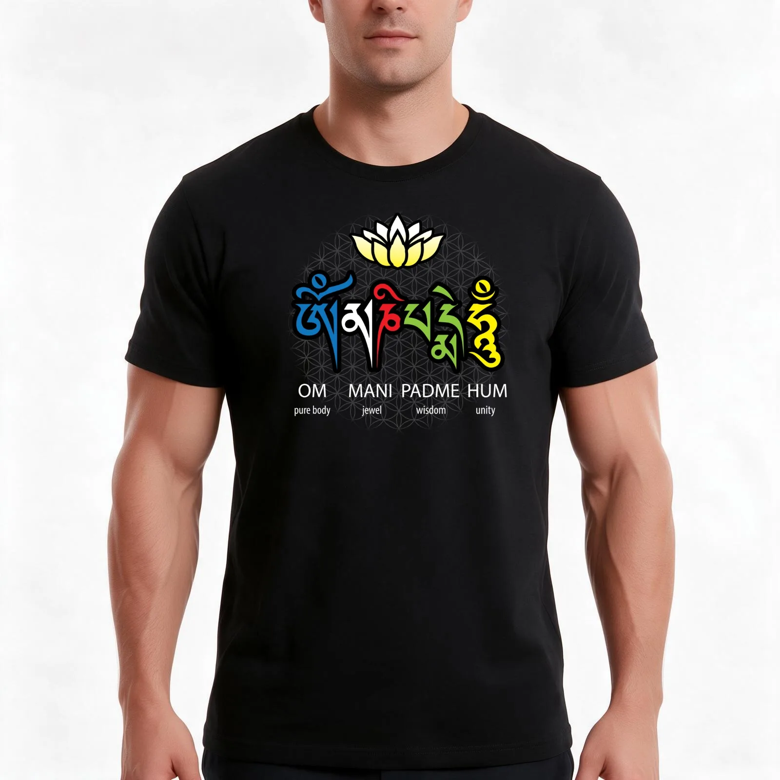Om Mani Padme Hum Mantra T-Shirt Summer Casual Cotton Tee Oversized Streetwear Tops Vintage Graphic Print Unisex Men Women