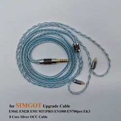 SIMGOT-Silver Plated Earphones Cable, Upgrade, OCC, 4.4mm, Balance 2.5, 3.5with MIC, EM6L, EM2R, EM1, MT1PRO, EN1000, EN700pro,
