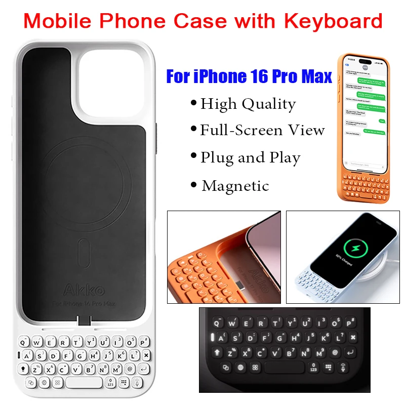 Mobile Phone Case with Keyboard All-in-One Phone Case Magnetic Suction For iPhone 16 Pro Max 17 Pro Max Wired External Keyboard